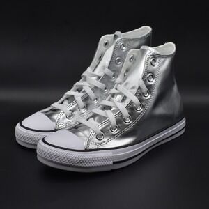 Converse Chuck Taylor All Star Hi Sneakers Metallic Silver W8 M6 NEW A14875C NEW